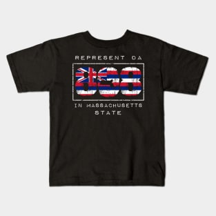 Rep Da 808 in Massachusetts State by Hawaii Nei All Day Kids T-Shirt